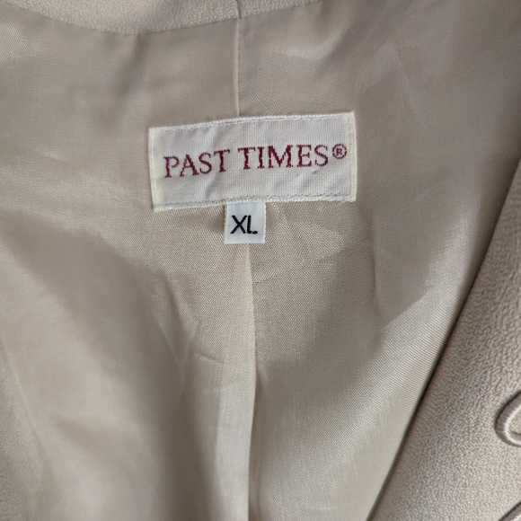 Vintage Past Times Silk Duster Coat Sz XL Creamy Tan Cuffed Sleeves Lined Scroll - Picture 10 of 16